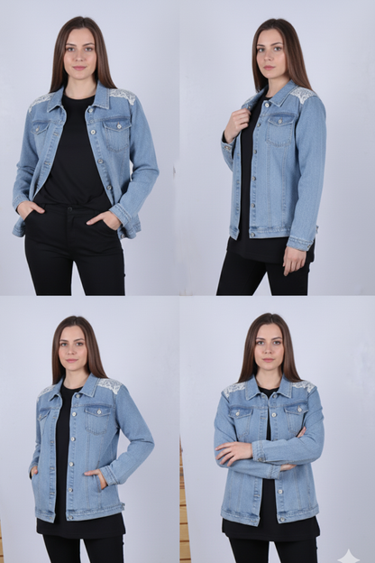 Chic Lace-Detail Denim Jacket