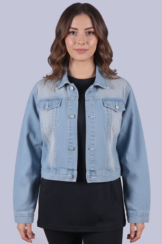 Light Wash Cropped Denim Jacket