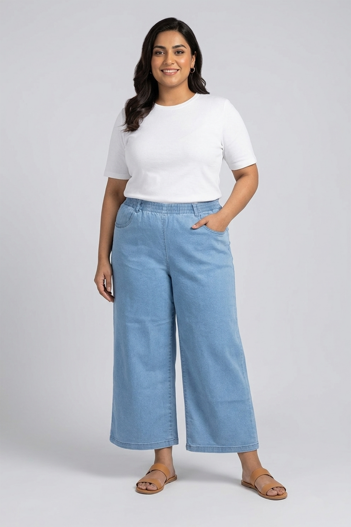 Effortless Comfort Wide-Leg Denim Culottes