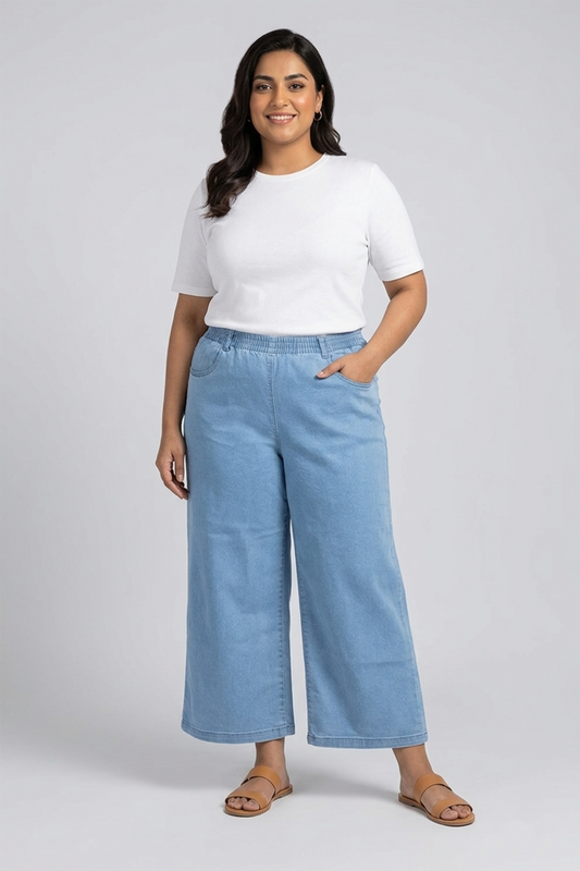 Effortless Comfort Wide-Leg Denim Culottes