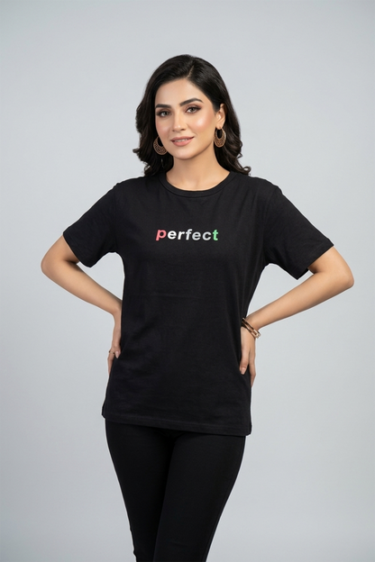 Multi-Color Graphic Tee – Black