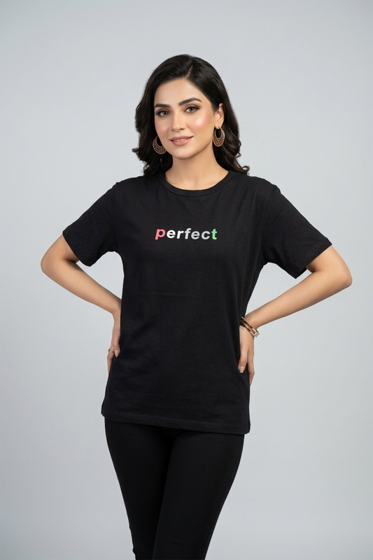 Multi-Color Graphic Tee – Black