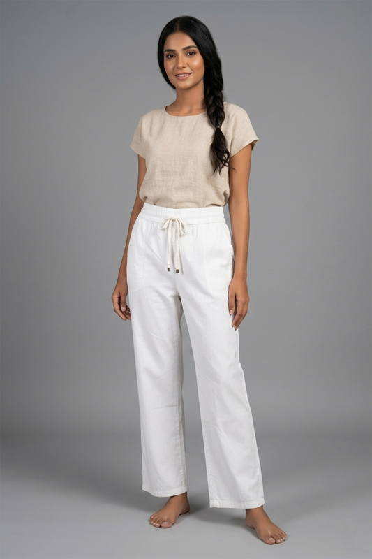 Women’s High-Waisted Cotton (Light denim)  Trousers