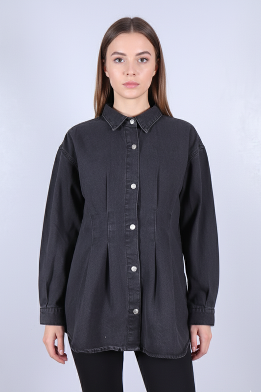 Premium Black Denim Tunic Shirt