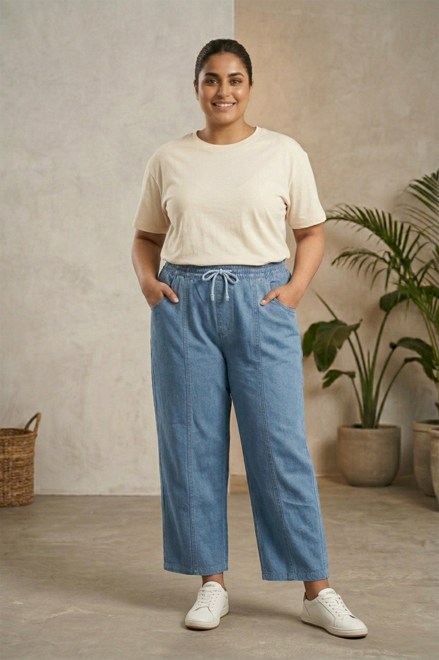 Light Wash Denim Joggers minor Defect