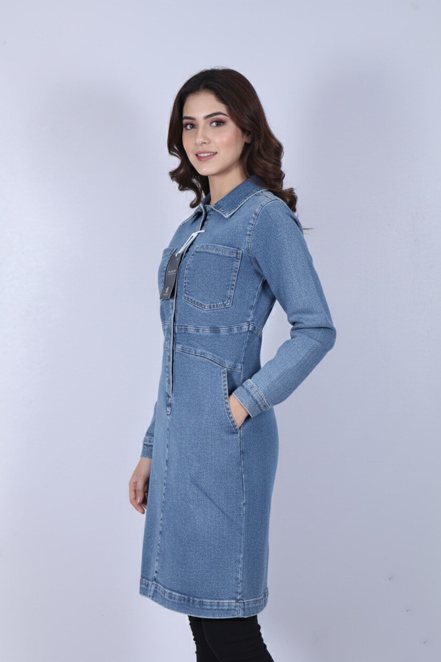 Women's Long-Sleeve Denim Shirt Dress
