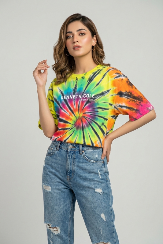 Kenneth Cole New York "Solar Flare" Spiral Tie-Dye Tee