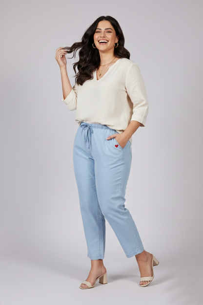 Women’s Plus-Size Light Chambray Comfort Pants