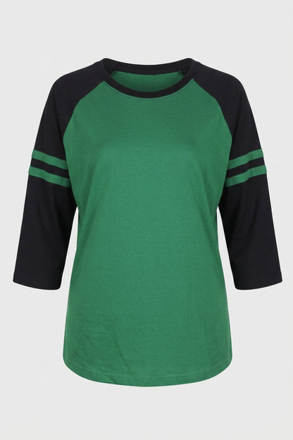 Two-Tone Raglan Tee with Sleeve Stripes