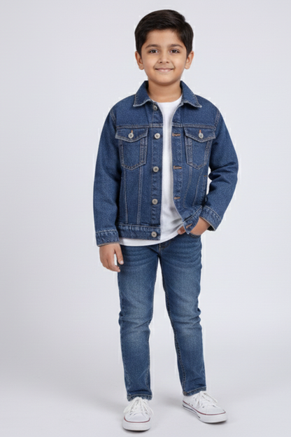 Classic Kids' Essential Denim Jacket – Premium Blue Wash