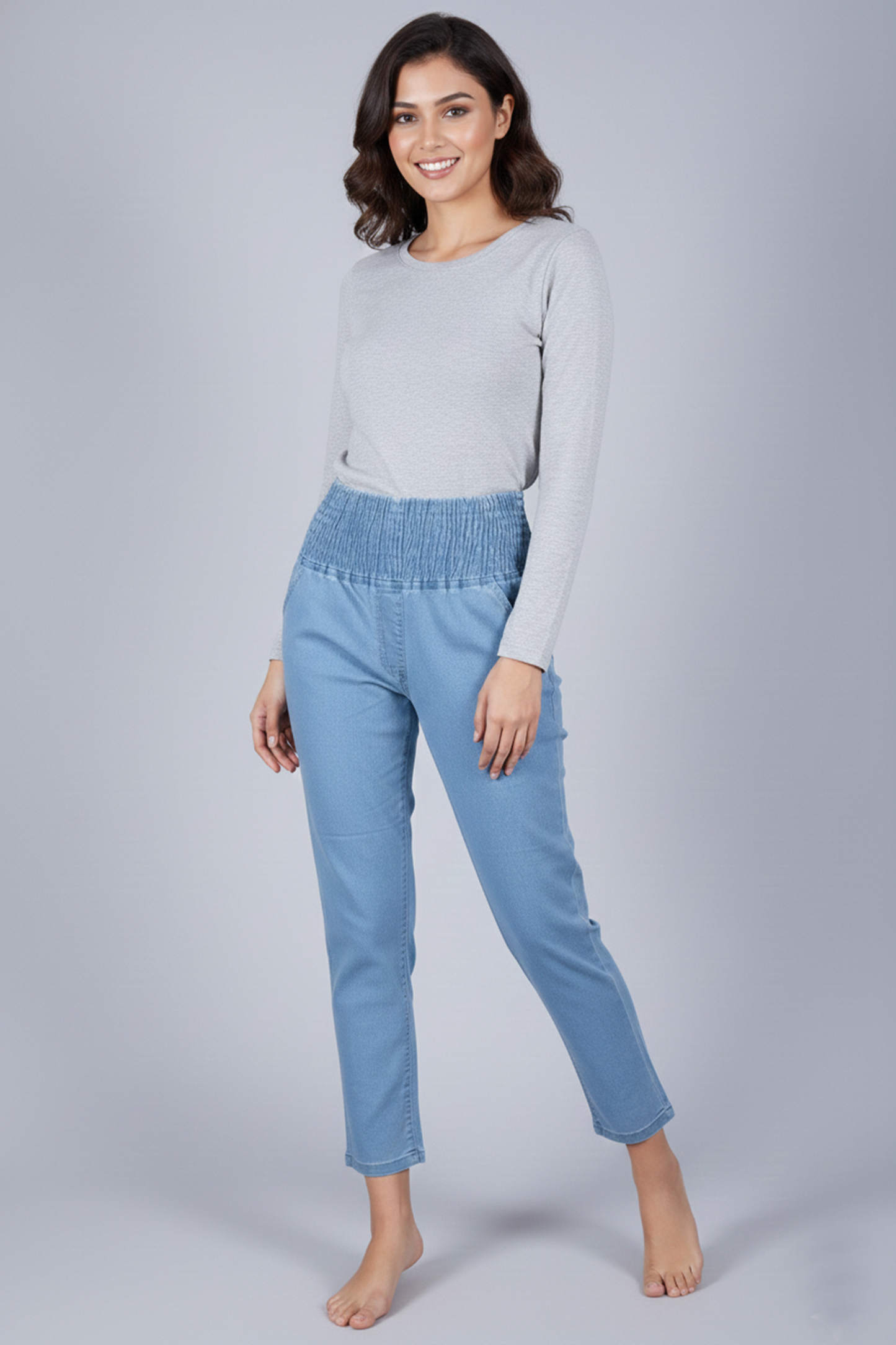 Women's Ieti Elastic Waist Jeggings - Mid Blue