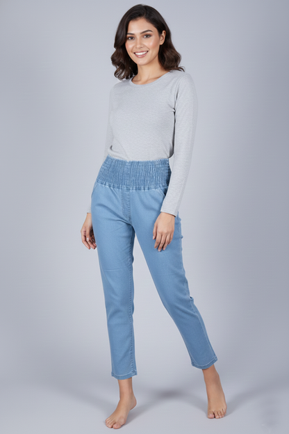 Women's Ieti Elastic Waist Jeggings - Mid Blue