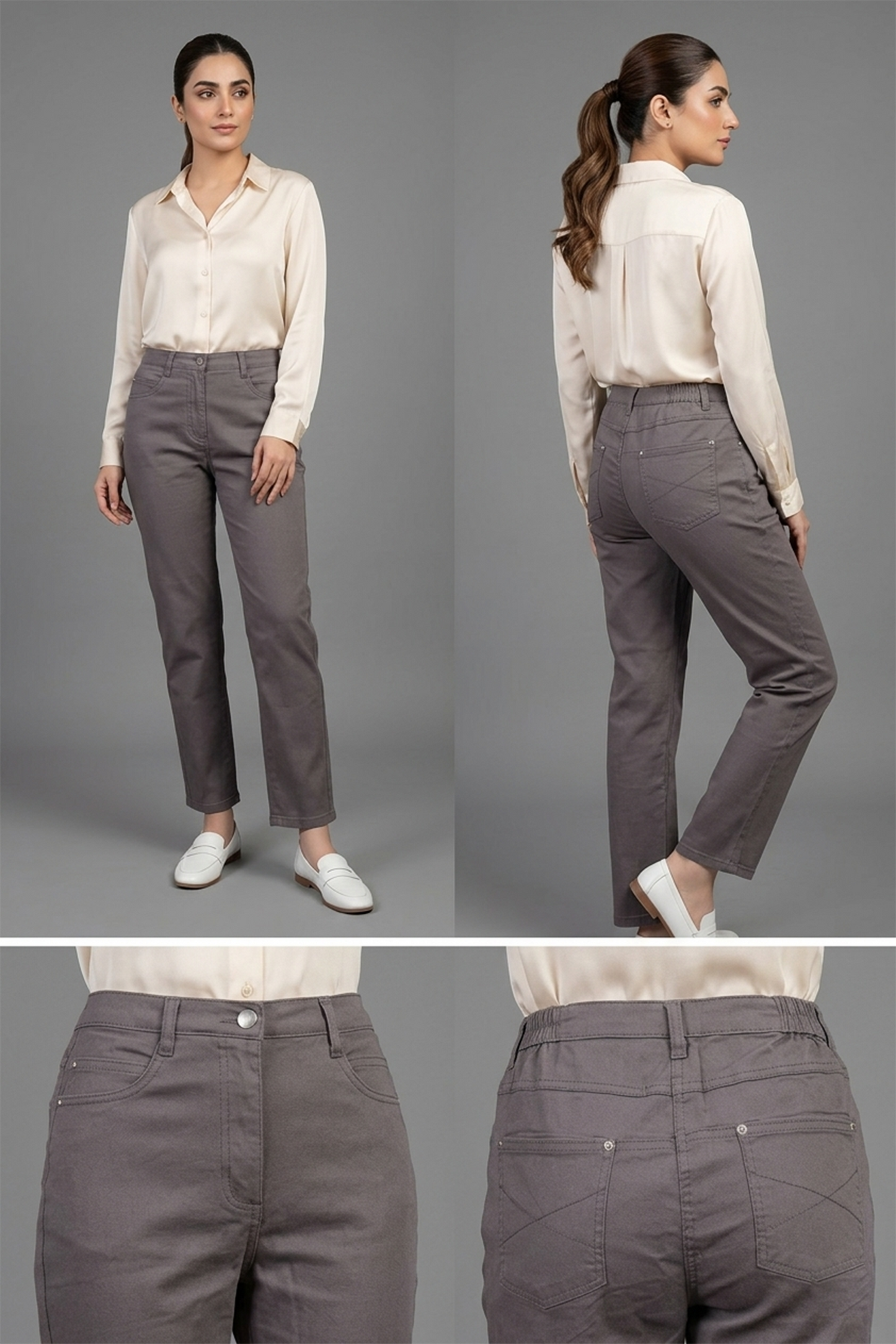 Premium High-Rise Comfort Straight-Leg Trousers