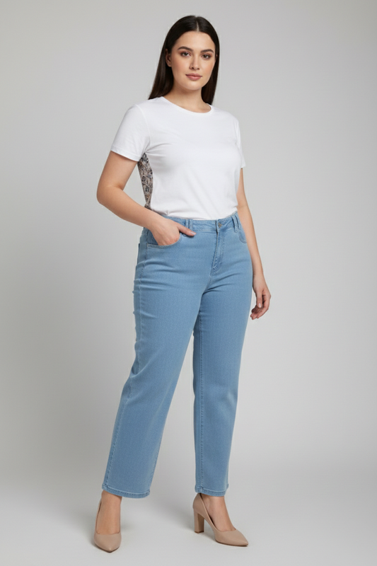 Mid-Rise Straight-Leg Denim Jeans