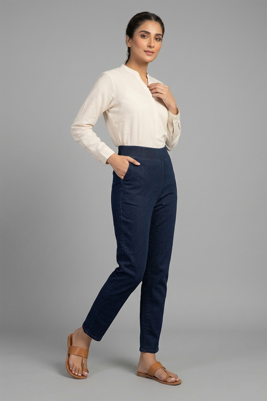 Premium High-Waist Deep Indigo Denim Jeggings