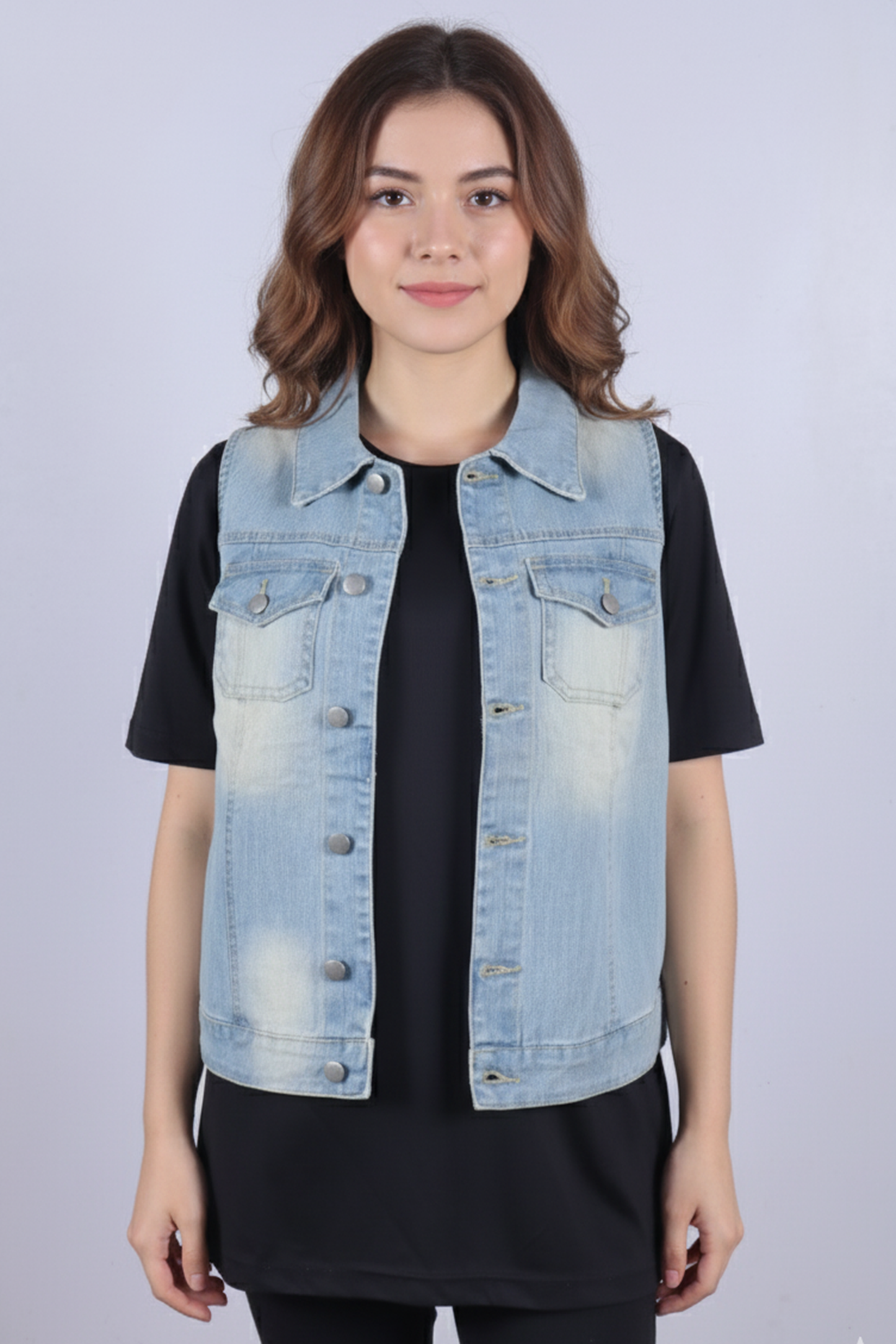 Women's Classic Light Wash Denim Vest