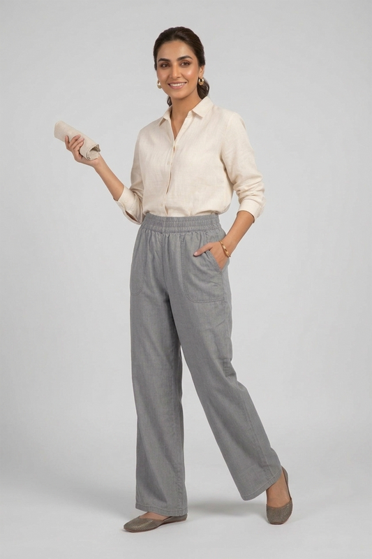 Soft Chambray  Trousers – Mineral Grey