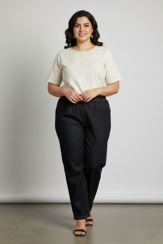 Women's High-Rise Pull-On Denim Trousers