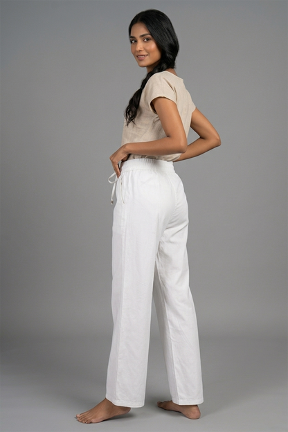 Women’s High-Waisted Cotton (Light denim)  Trousers
