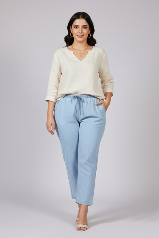 Women’s Plus-Size Light Chambray Comfort Pants