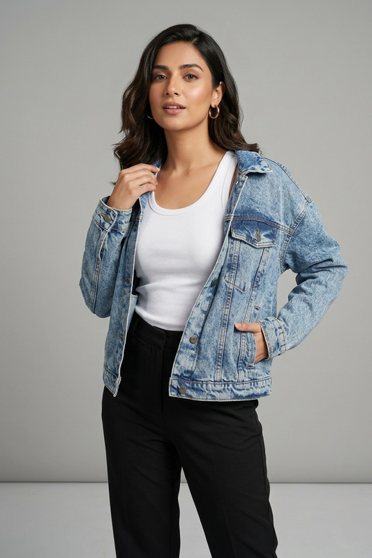 Acid Wash Oversized Denim Jacket