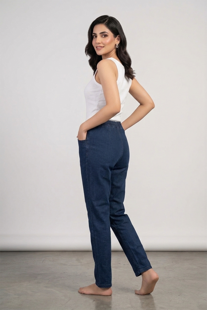 Women’s High-Waist Drawstring Denim Joggers