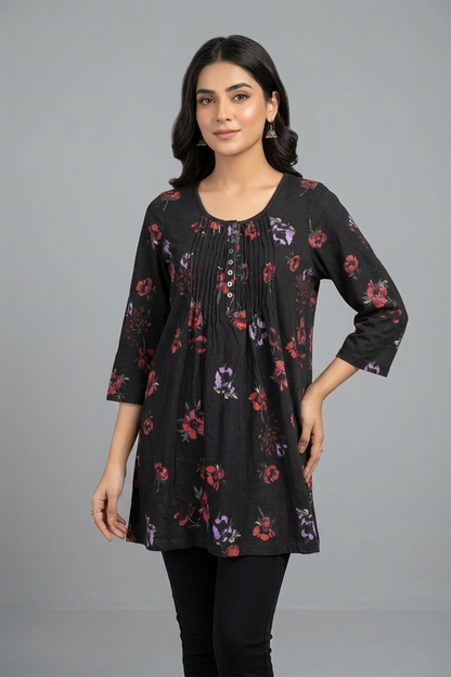 Floral Fusion Pleated Tunic