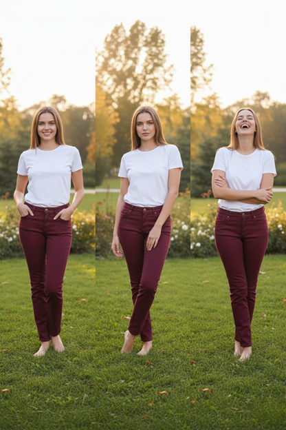 Rich Maroon Skinny Jeans