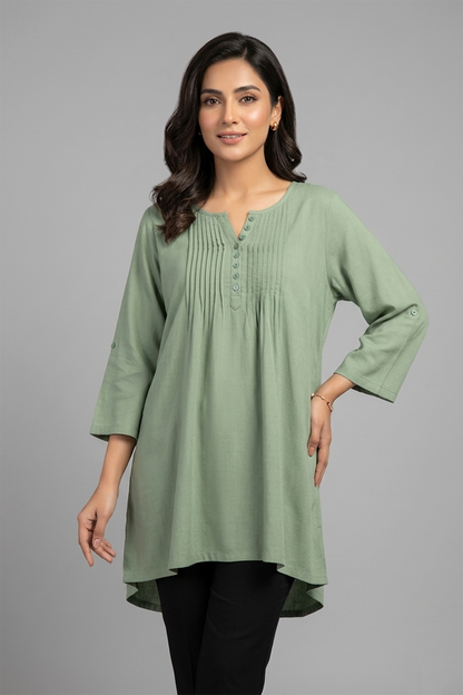 Sage Green Pleated Front Tunic