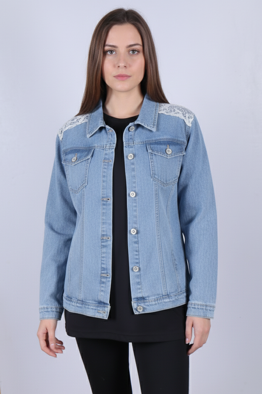 Chic Lace-Detail Denim Jacket