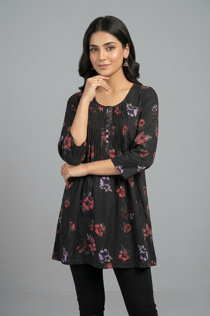 Floral Fusion Pleated Tunic