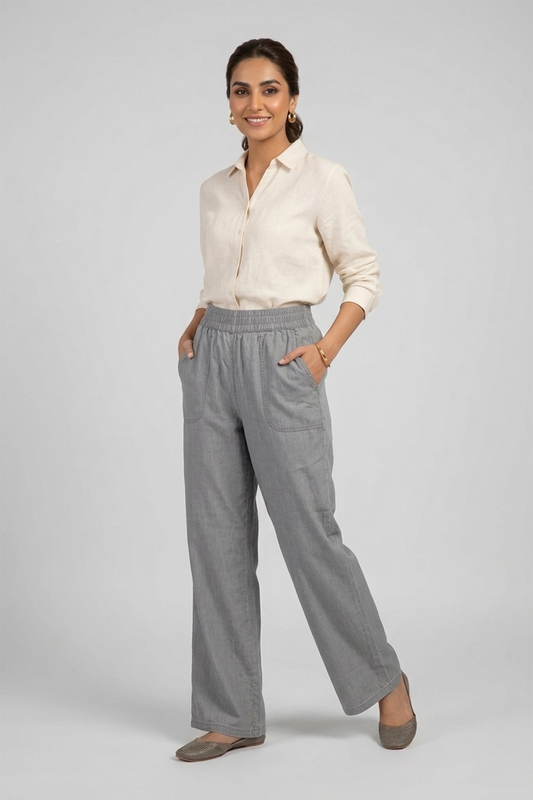 Soft Chambray  Trousers – Mineral Grey