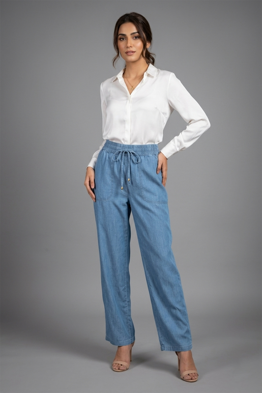 Effortless Chambray Drawstring Trousers