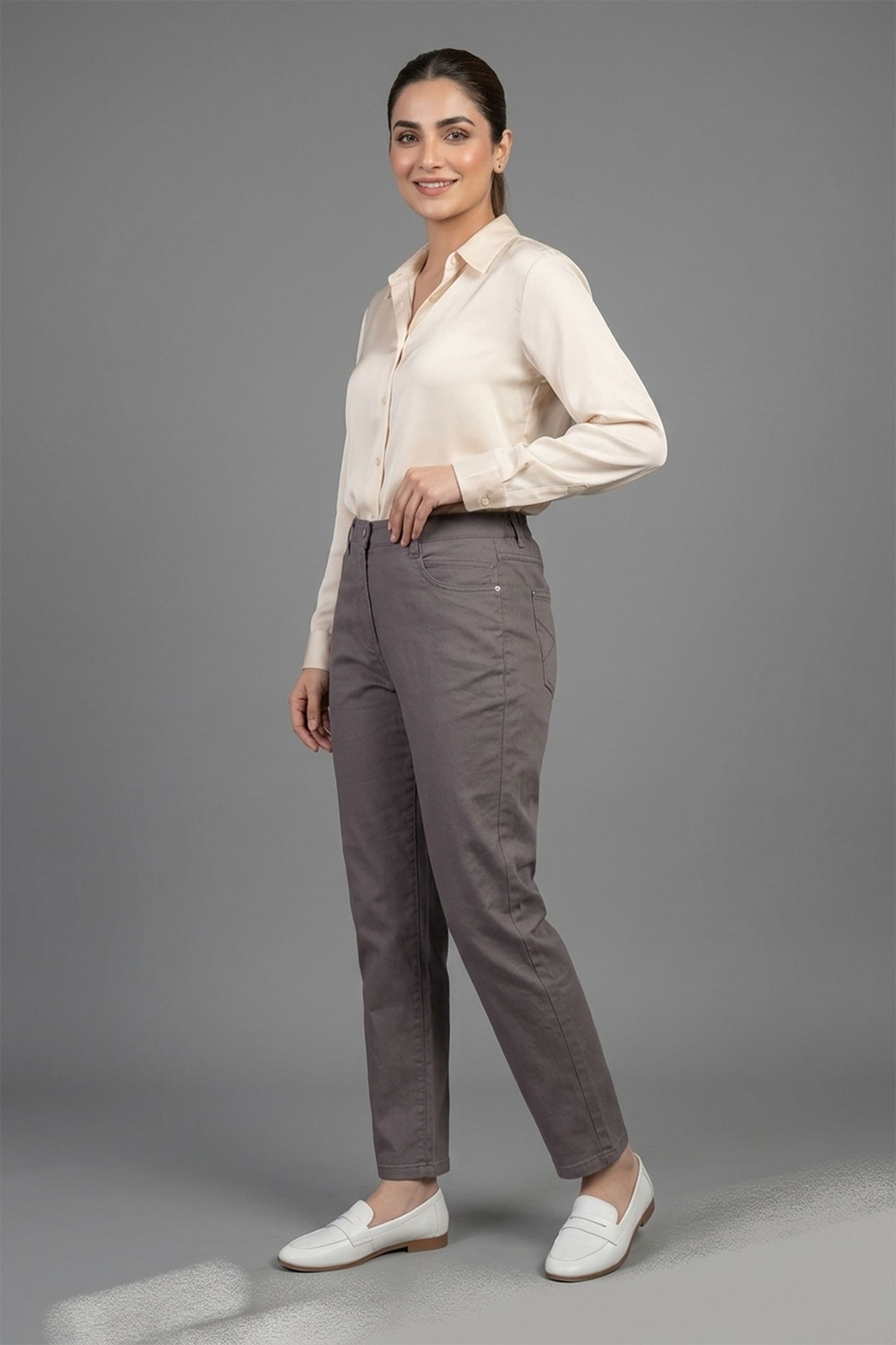 Premium High-Rise Comfort Straight-Leg Trousers