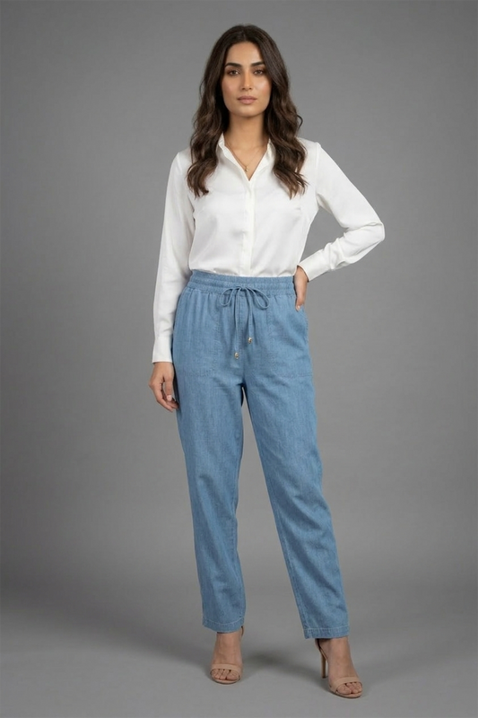 Effortless Chambray Drawstring Trousers