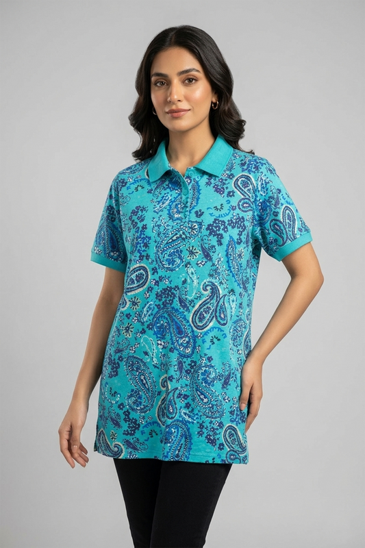 Vibrant Paisley Single Jersey Polo