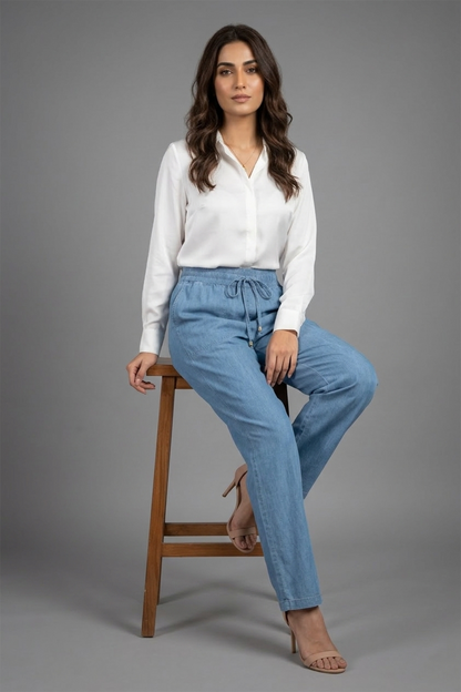 Effortless Chambray Drawstring Trousers