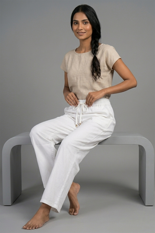 Women’s High-Waisted Cotton (Light denim)  Trousers