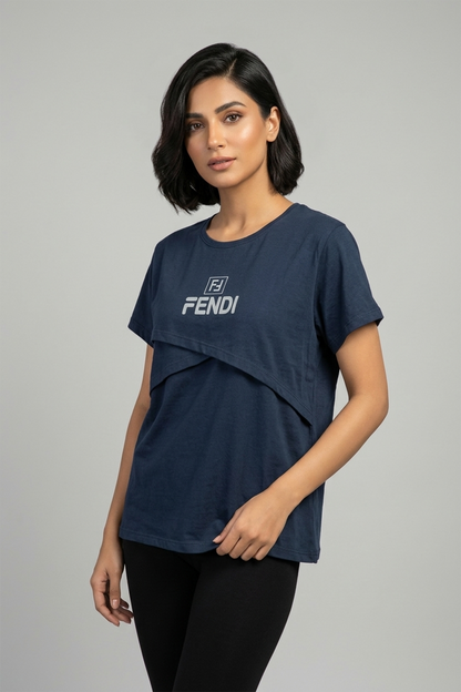 Women’s Navy Blue Layered T-Shirt