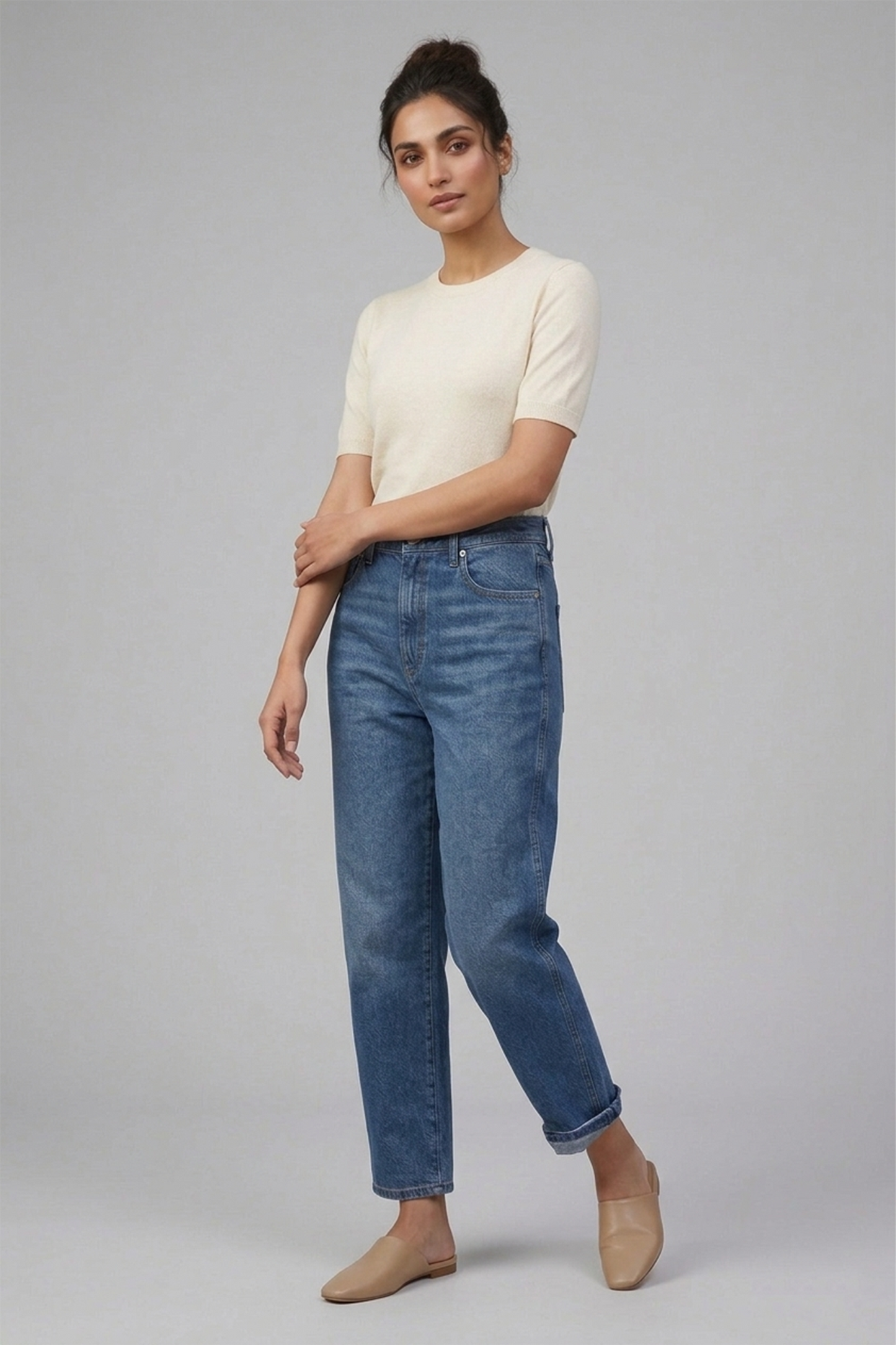 High-Rise Barrel Leg Denim – Classic Indigo