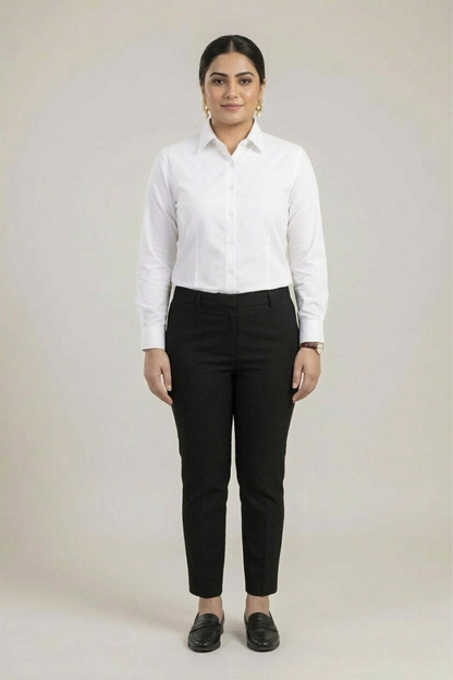 The high-rise fit and tapered leg