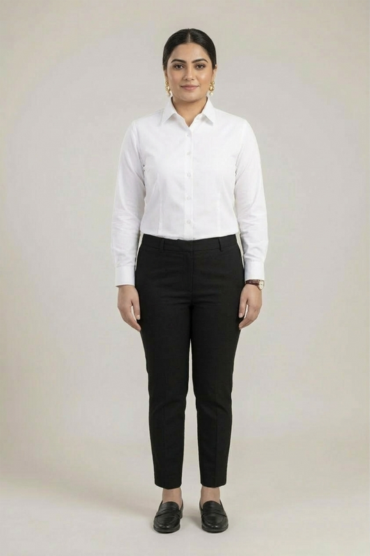 The high-rise fit and tapered leg