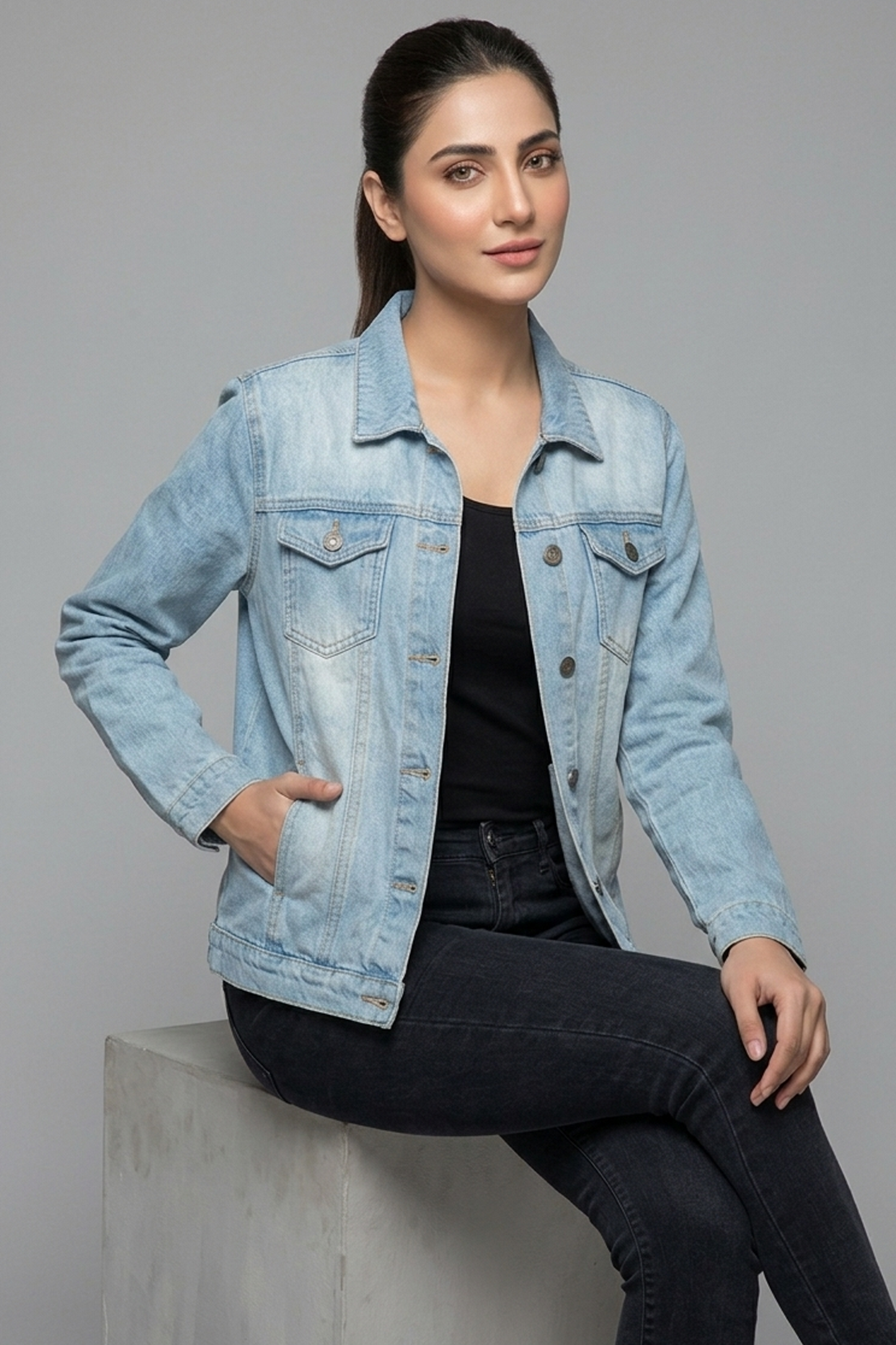 Minor Defect Women’s Classic Light Wash Boyfriend Denim Jacket