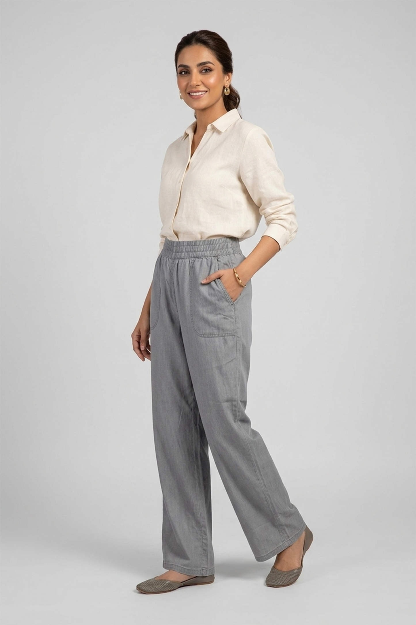 Soft Chambray  Trousers – Mineral Grey