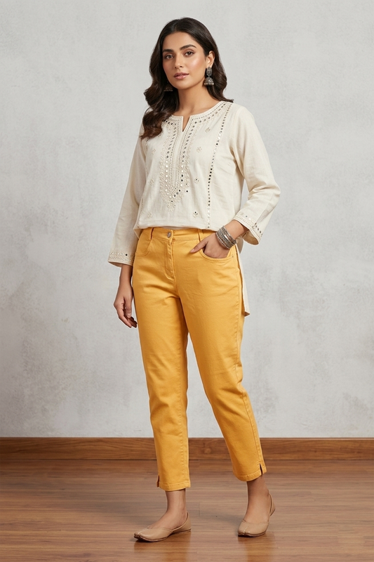 Mustard Yellow Cropped Trousers Minor Defect