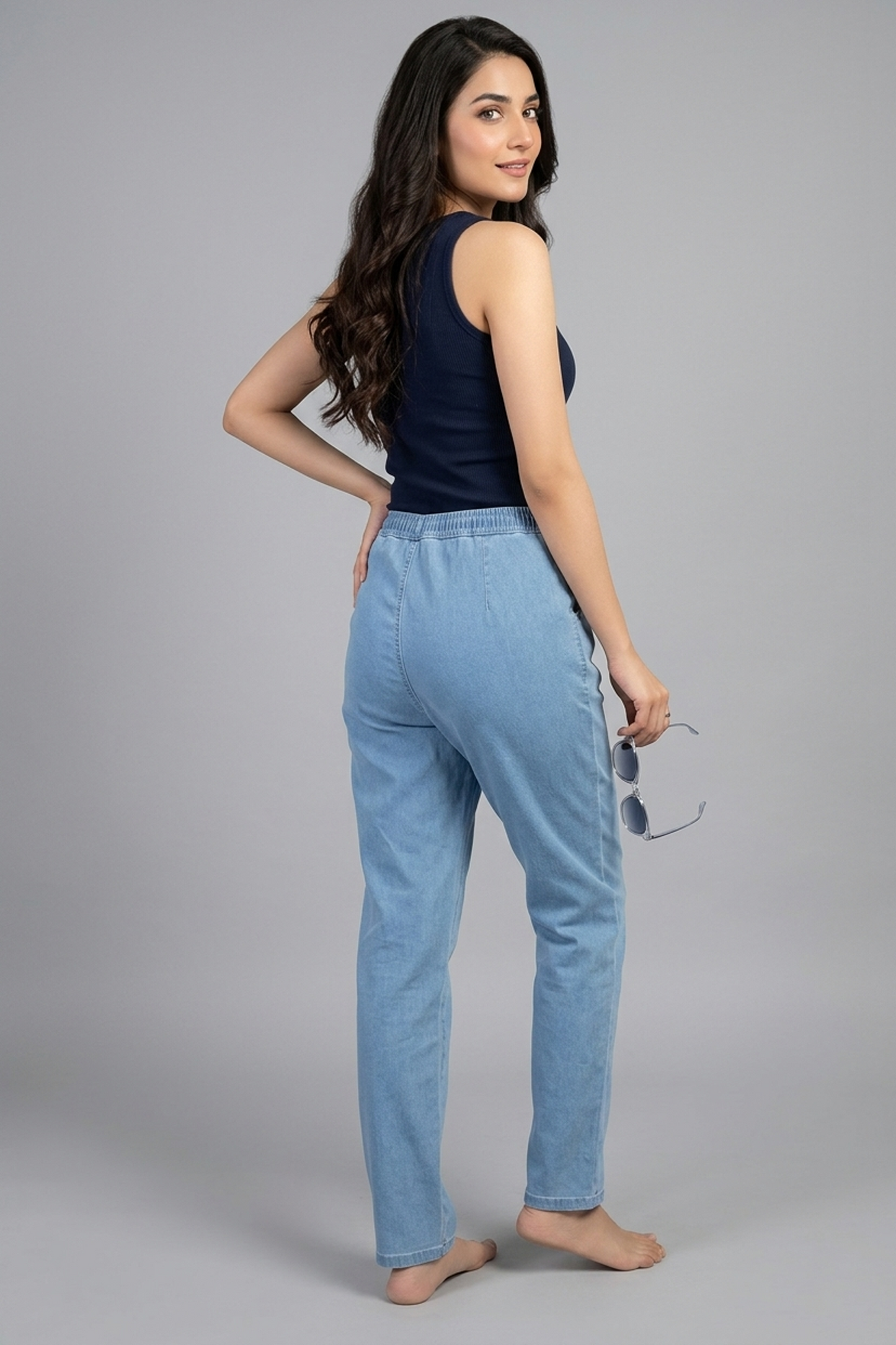 Women's Light Wash Comfort Denim Joggers