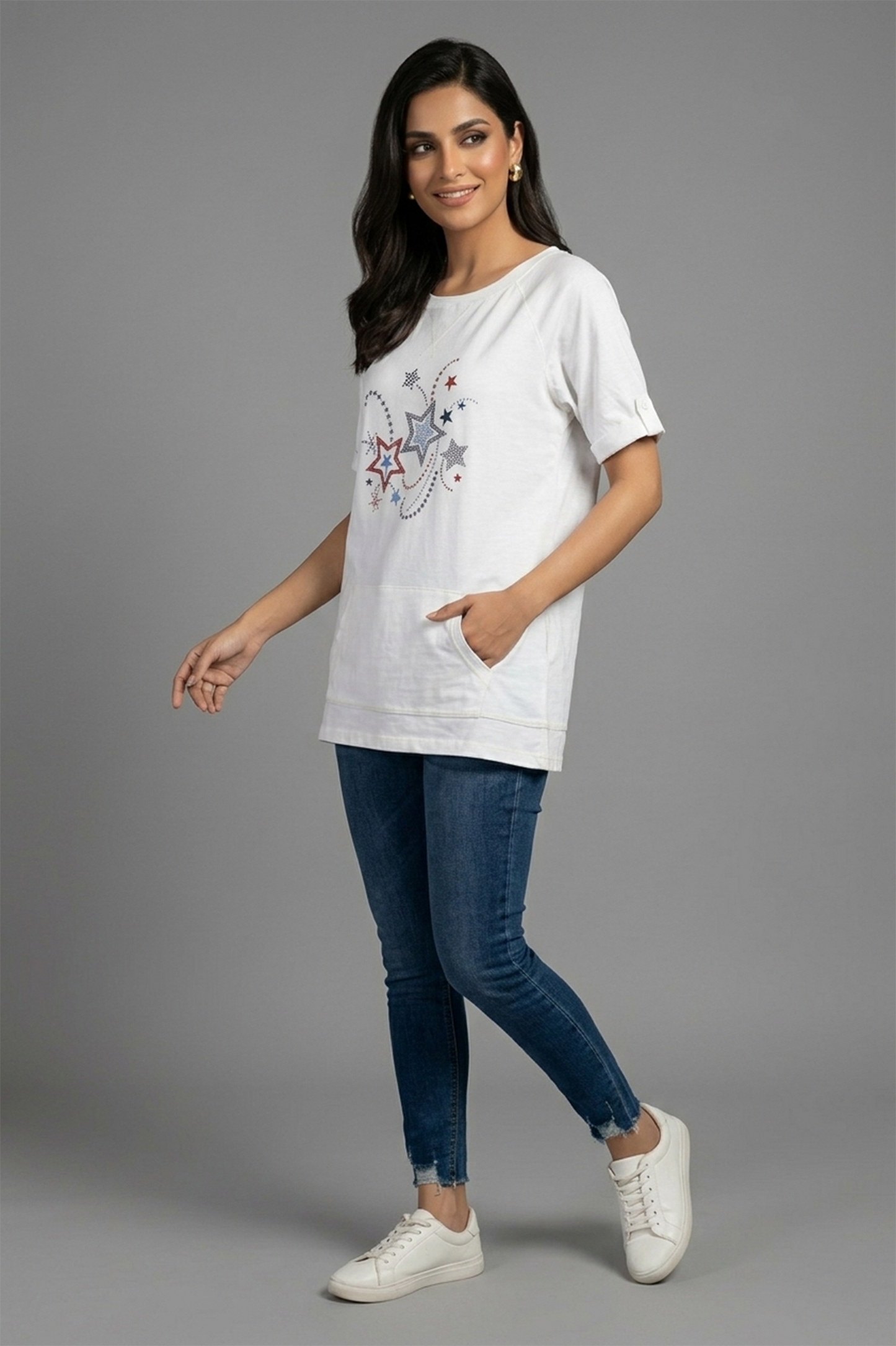 Star-print tunic