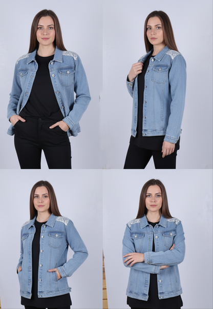 Chic Lace-Detail Denim Jacket