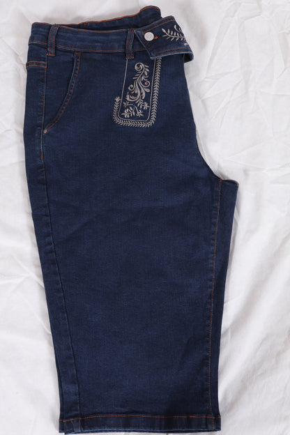 Moda Vilona's Women's High-Rise Embroidered Denim Bermuda Shorts (with Removable Bib)