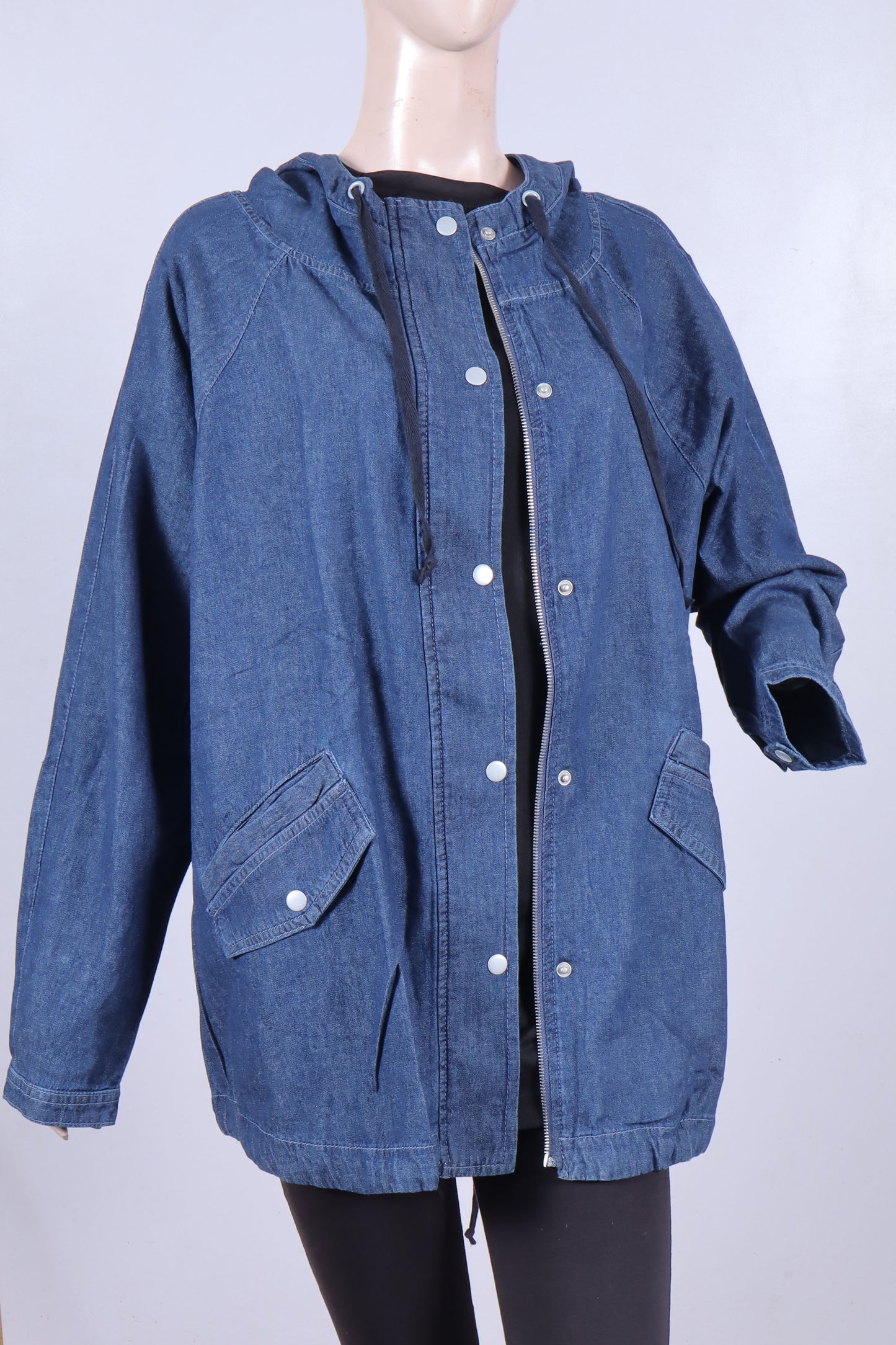 Women's Hooded Denim Utility Jacket